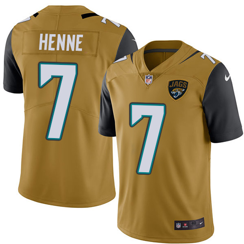 Men's Elite Chad Henne Nike Jersey Gold - #7 Rush NFL Jacksonville Jaguars